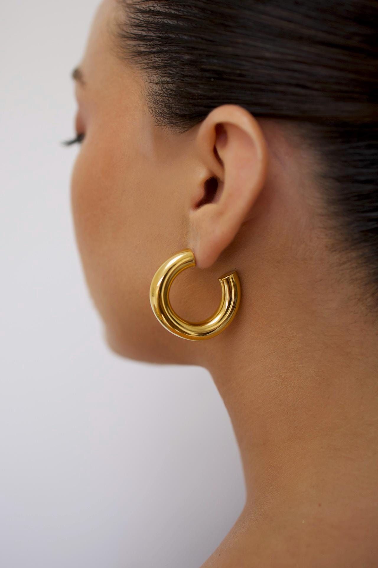 18K Gold Chunky Hoop Earrings, Waterproof Statement Jewelry