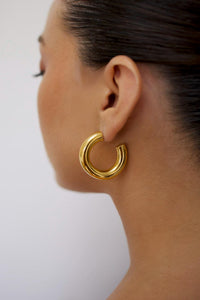 18K Gold Chunky Hoop Earrings, Waterproof Statement Jewelry