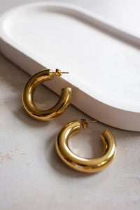 18K Gold Chunky Hoop Earrings, Waterproof Statement Jewelry
