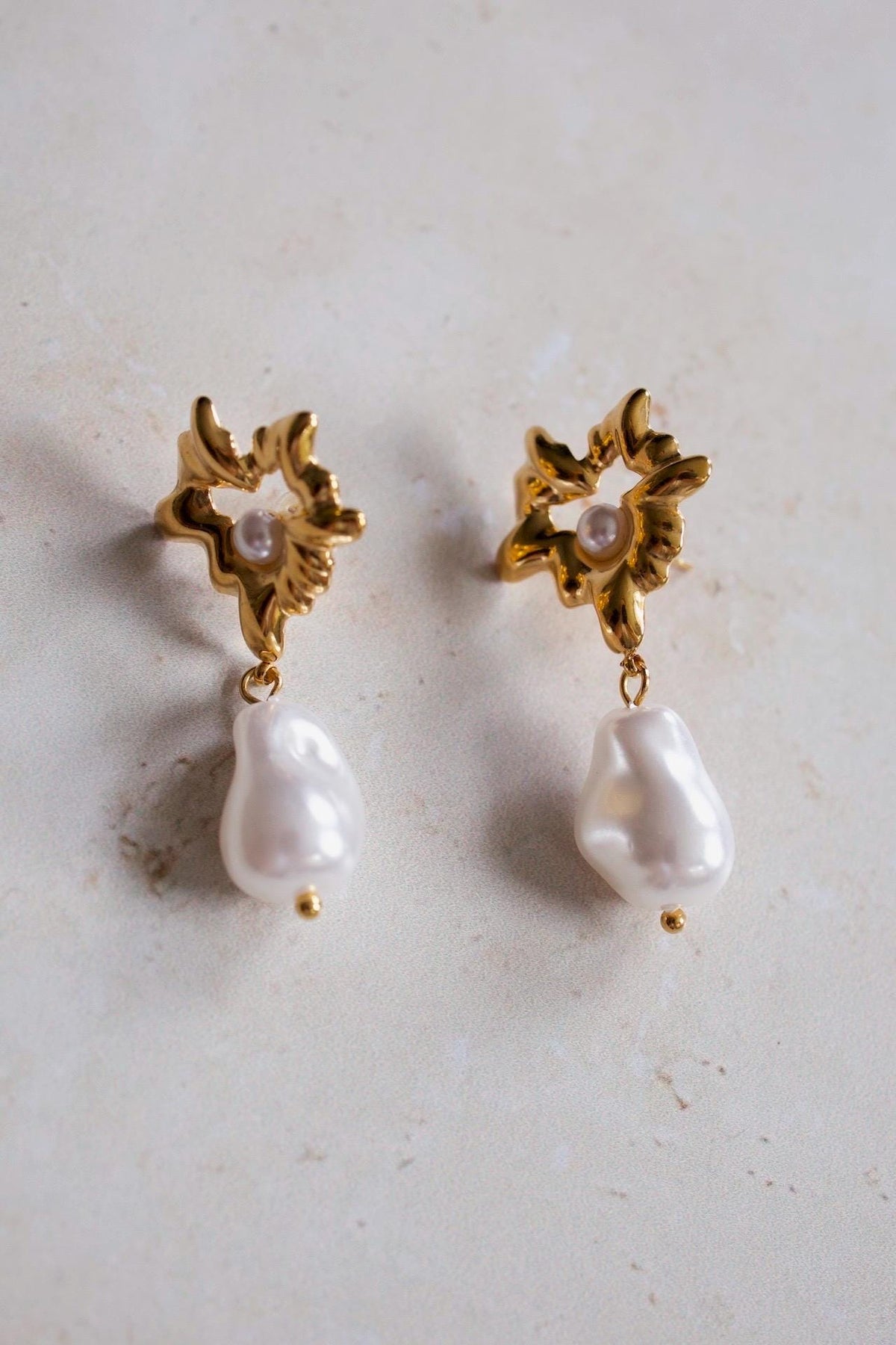 18K Gold Plated Freshwater Pearl Drop Earrings, Hypoallergenic