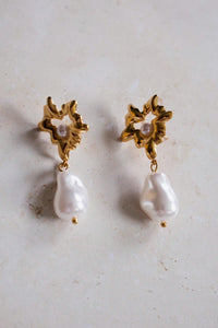 18K Gold Plated Freshwater Pearl Drop Earrings, Hypoallergenic