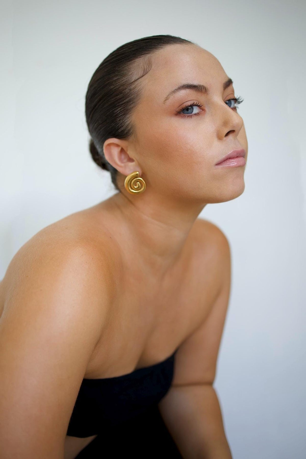 18k Gold Plated Spiral Stud Earrings, Waterproof Swirl Jewelry