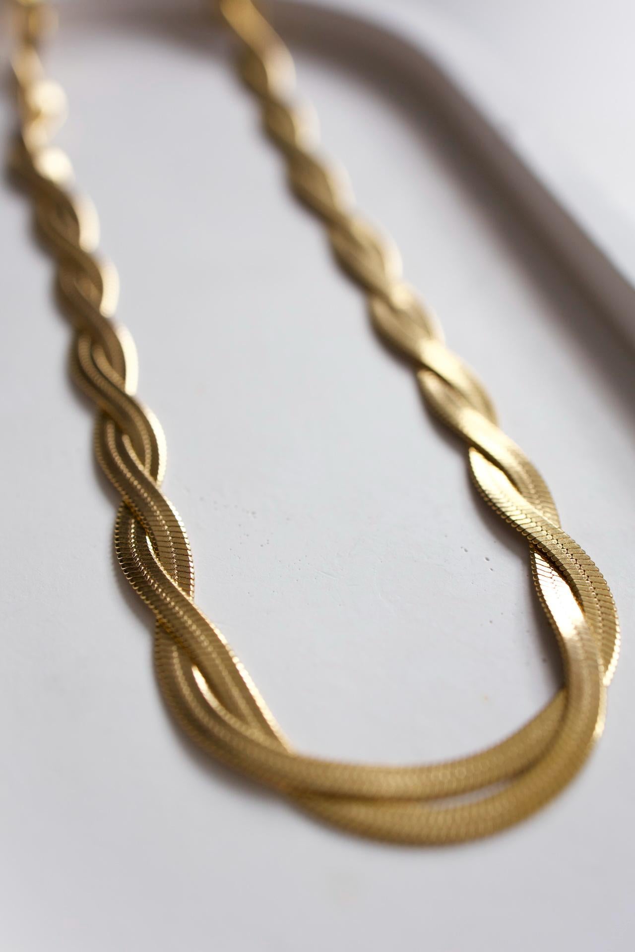 18K Gold Herringbone Snake Chain Necklace, Layering Necklace