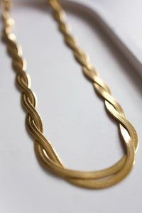 18K Gold Herringbone Snake Chain Necklace, Layering Necklace