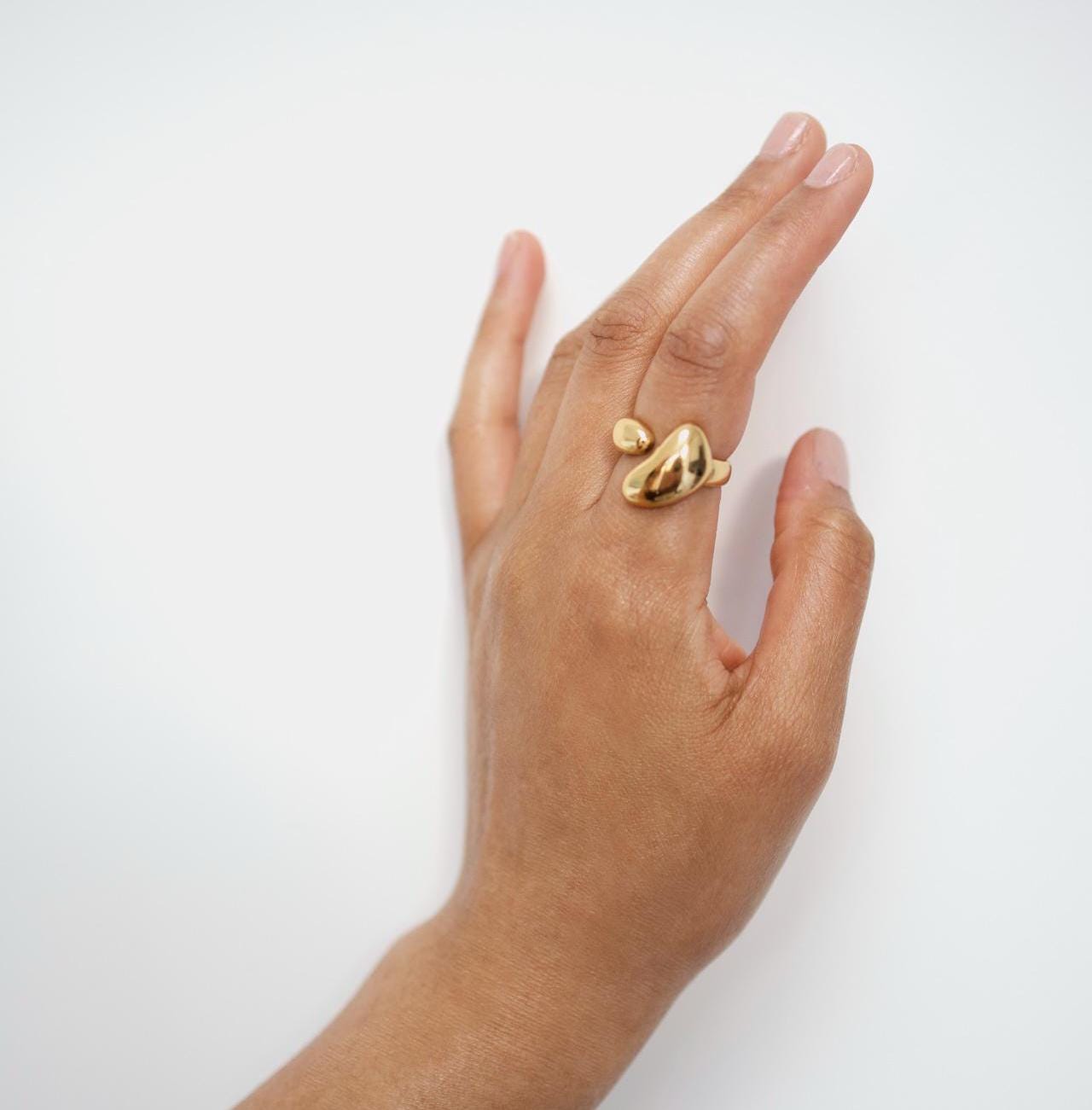 18K Gold Plated Chunky Statement Ring, Size 7