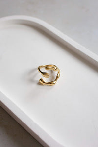 18K Gold Plated Chunky Ring, Irregular Shape, Waterproof