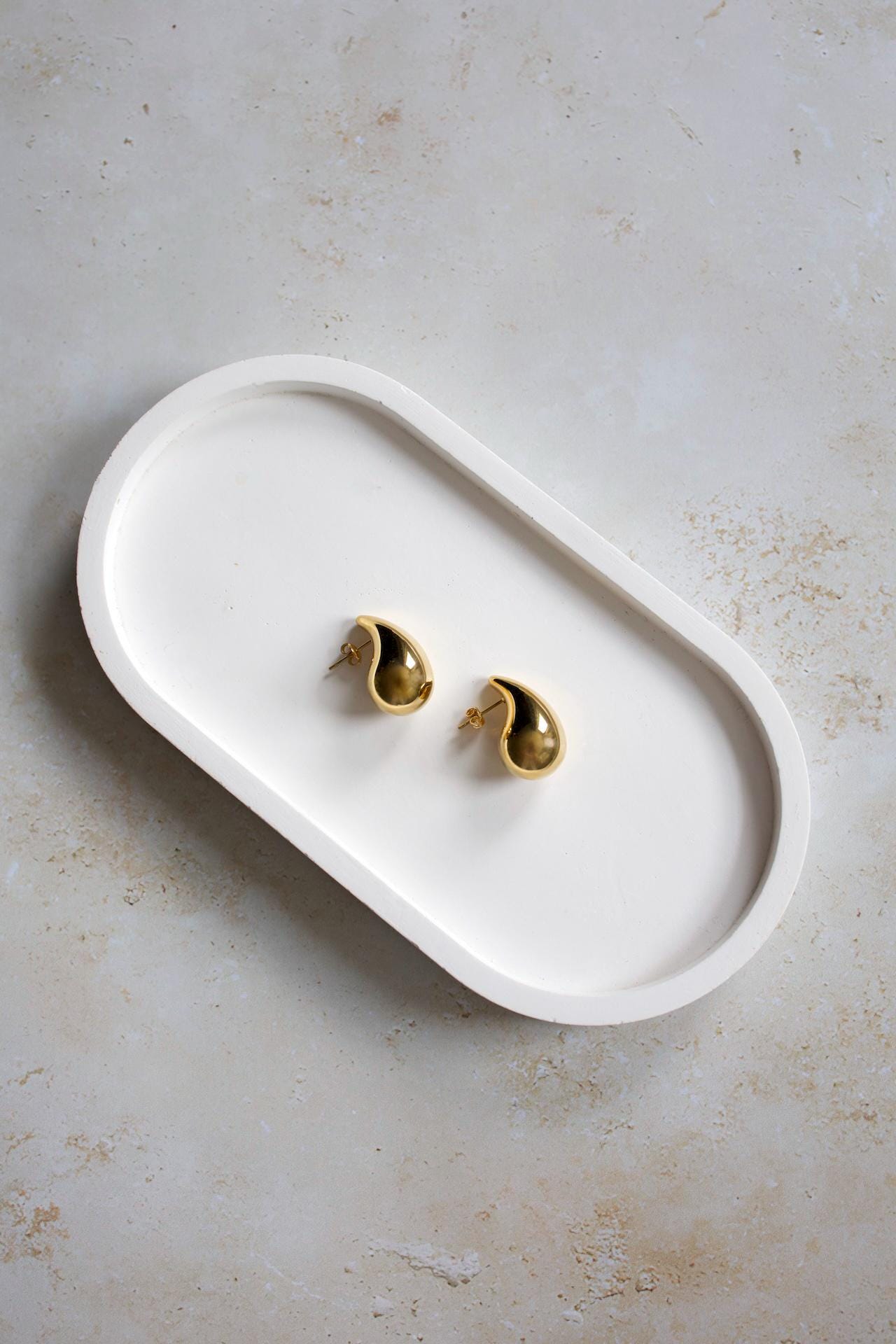 18K Gold Plated Teardrop Earrings, Waterproof Statement Jewelry