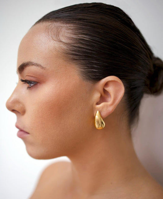 18K Gold Plated Teardrop Earrings, Waterproof Statement Jewelry