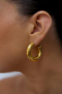18K Gold Chunky Hoop Earrings, Waterproof Statement Jewelry