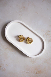 18k Gold Plated Spiral Stud Earrings, Waterproof Swirl Jewelry