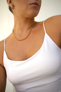 Gold Beaded Ball Necklace, 18K Gold Plated, Waterproof