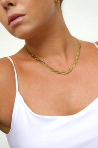 18K Gold Herringbone Snake Chain Necklace, Layering Necklace