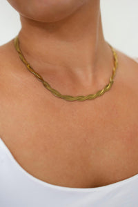 18K Gold Herringbone Snake Chain Necklace, Layering Necklace