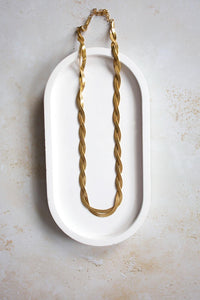 18K Gold Herringbone Snake Chain Necklace, Layering Necklace