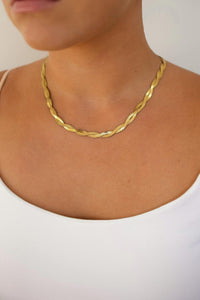 18K Gold Herringbone Snake Chain Necklace, Layering Necklace