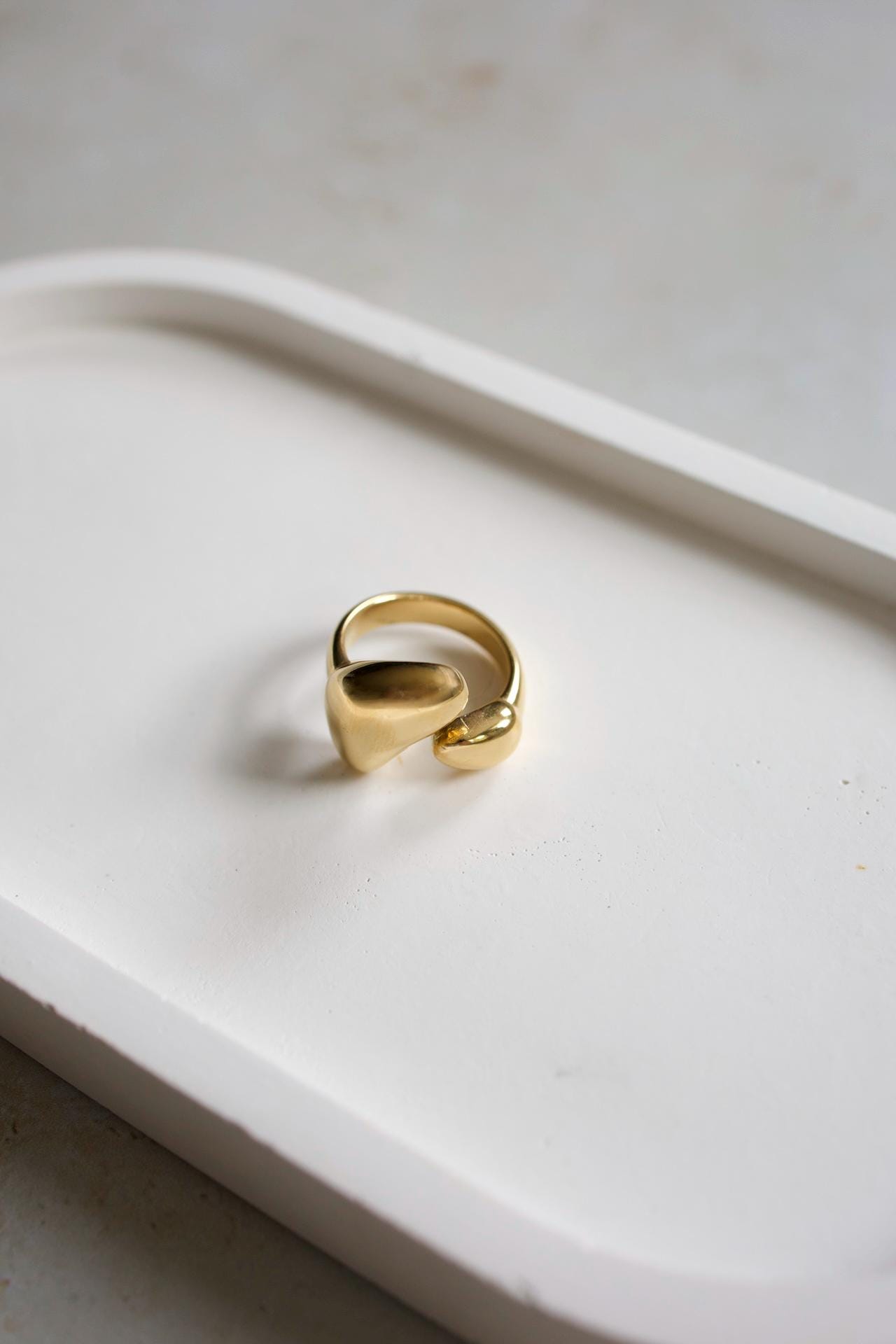 18K Gold Plated Chunky Statement Ring, Size 7
