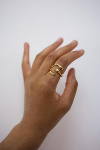 18K Gold Plated Chunky Ring, Irregular Shape, Waterproof