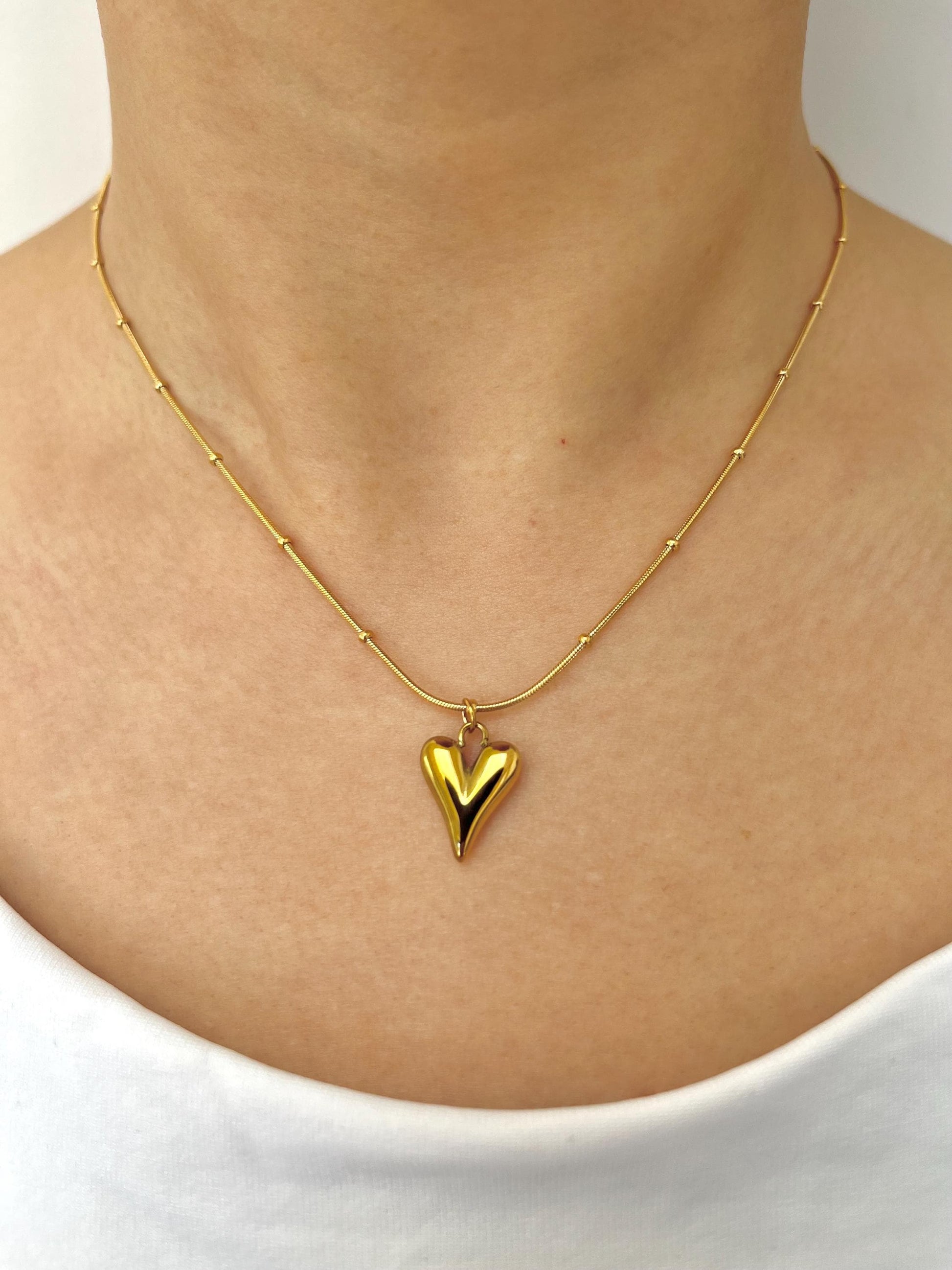 Dainty Gold Heart Necklace - 18k Gold Plated Stainless Steel