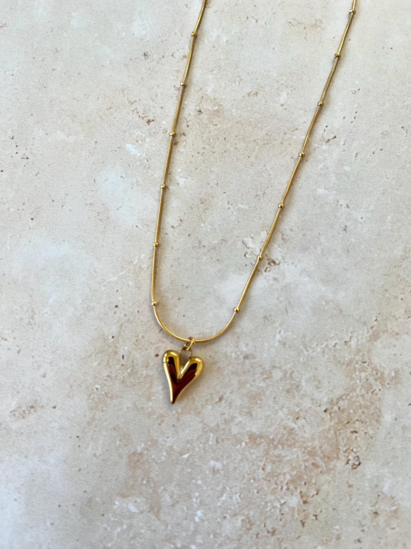 Dainty Gold Heart Necklace - 18k Gold Plated Stainless Steel