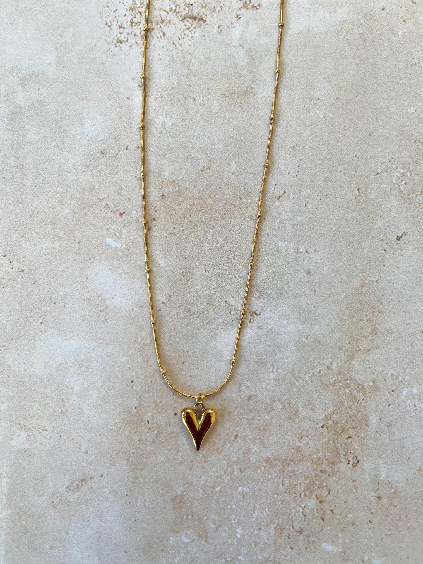 Dainty Gold Heart Necklace - 18k Gold Plated Stainless Steel