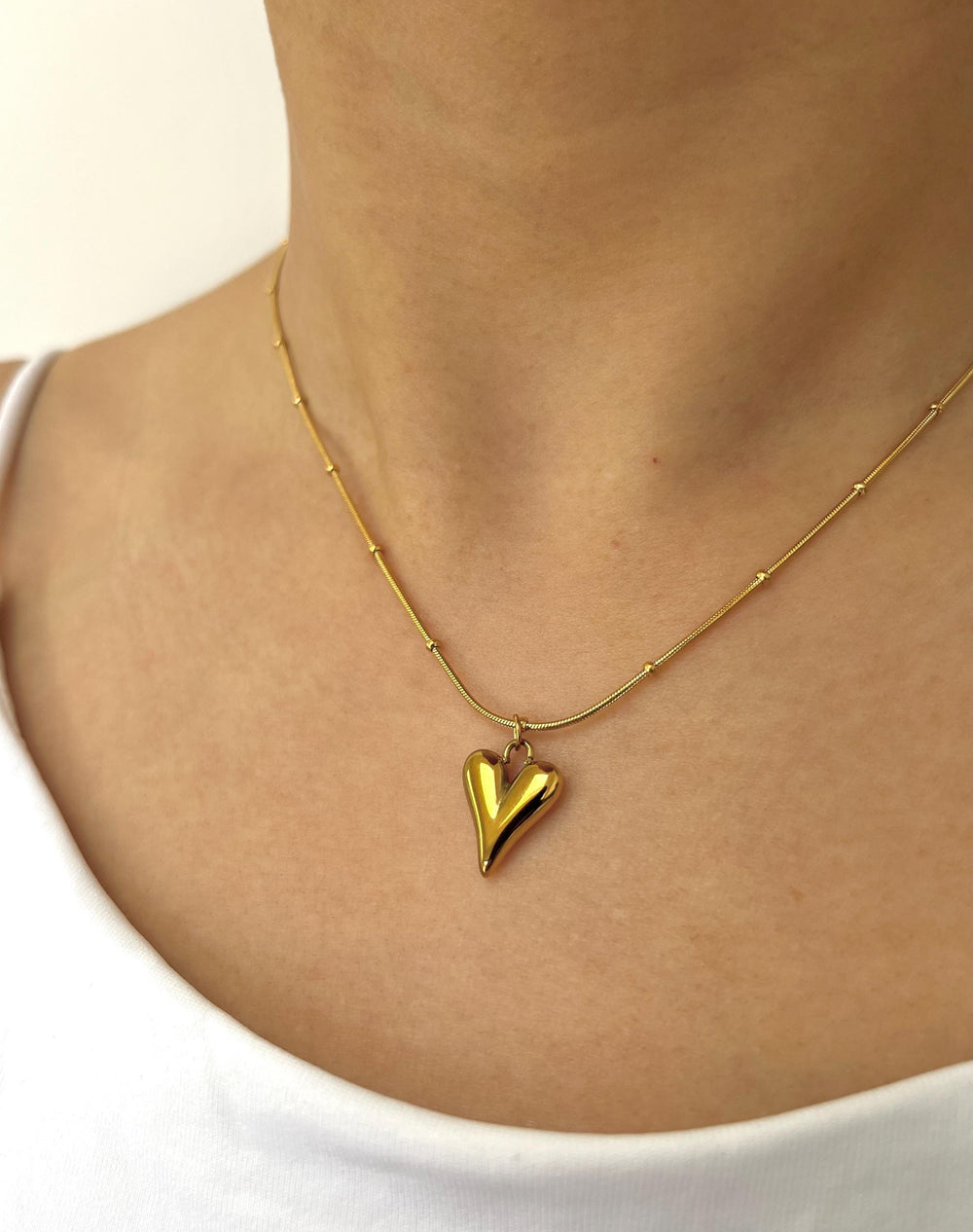 Dainty Gold Heart Necklace - 18k Gold Plated Stainless Steel