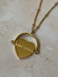 18k Gold Plated Affirmation Necklace | Heart Pendant, Waterproof Jewellery