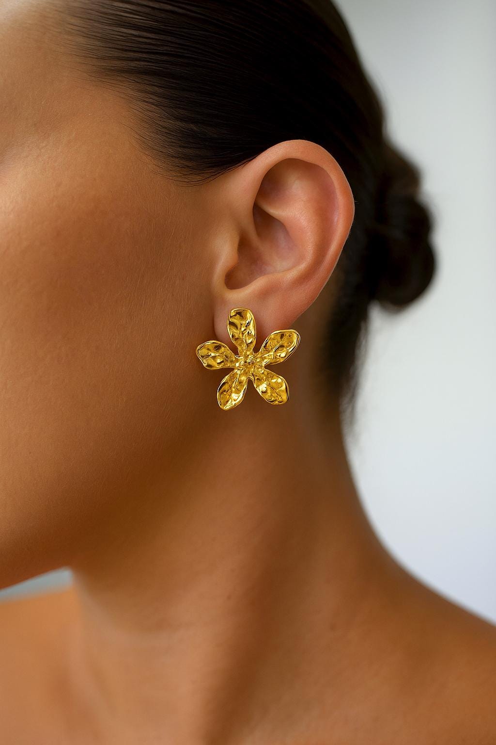 18K Gold Plated Flower Earrings, Waterproof Stainless Steel