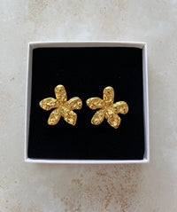 18K Gold Plated Flower Earrings, Waterproof Stainless Steel