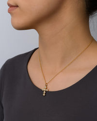 Pearl Cross Necklace, 18k Gold Plated Stainless Steel, Religious Jewelry