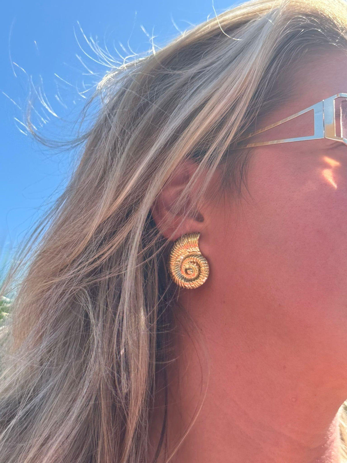 18k Gold Plated Shell Earrings, Waterproof Statement Earrings