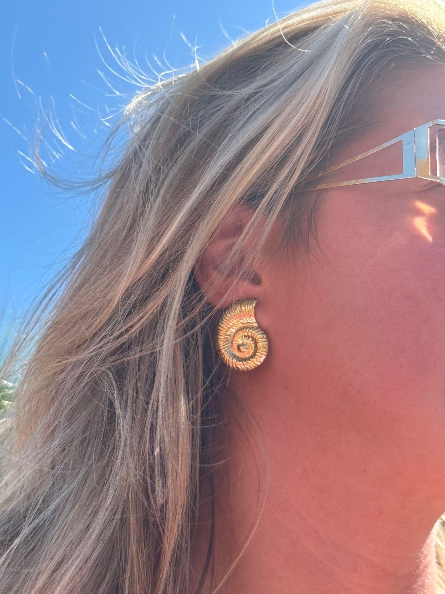18k Gold Plated Shell Earrings, Waterproof Statement Earrings