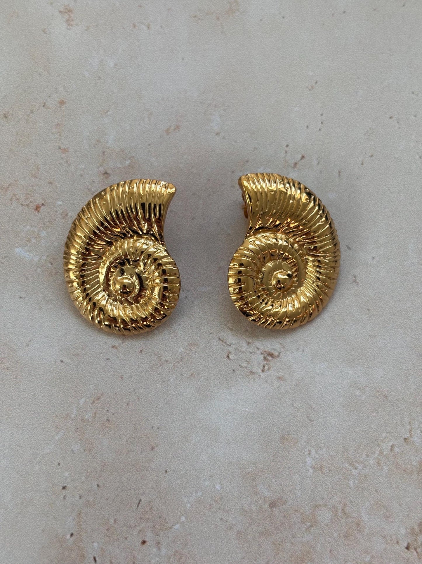 18k Gold Plated Shell Earrings, Waterproof Statement Earrings