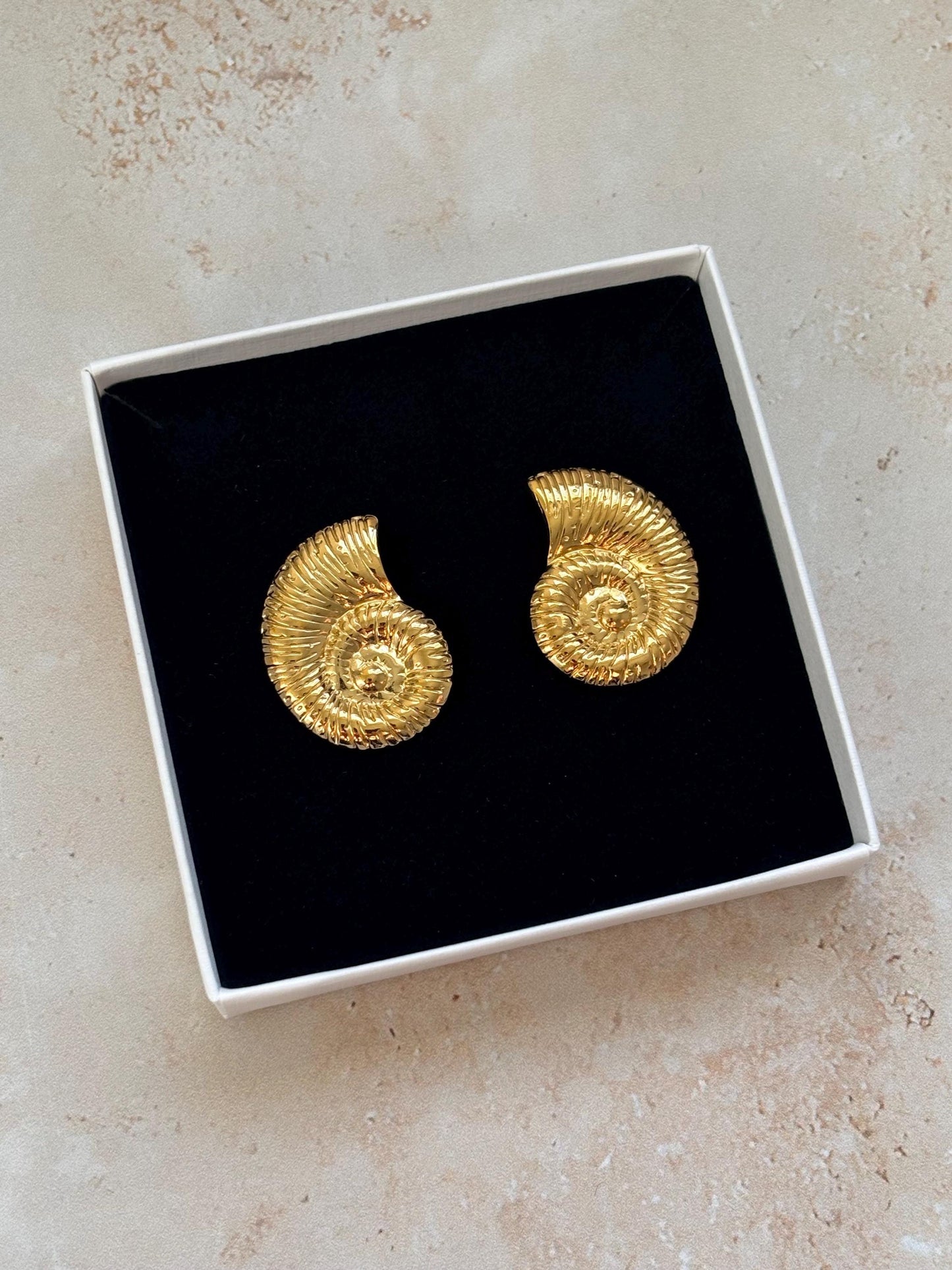 18k Gold Plated Shell Earrings, Waterproof Statement Earrings