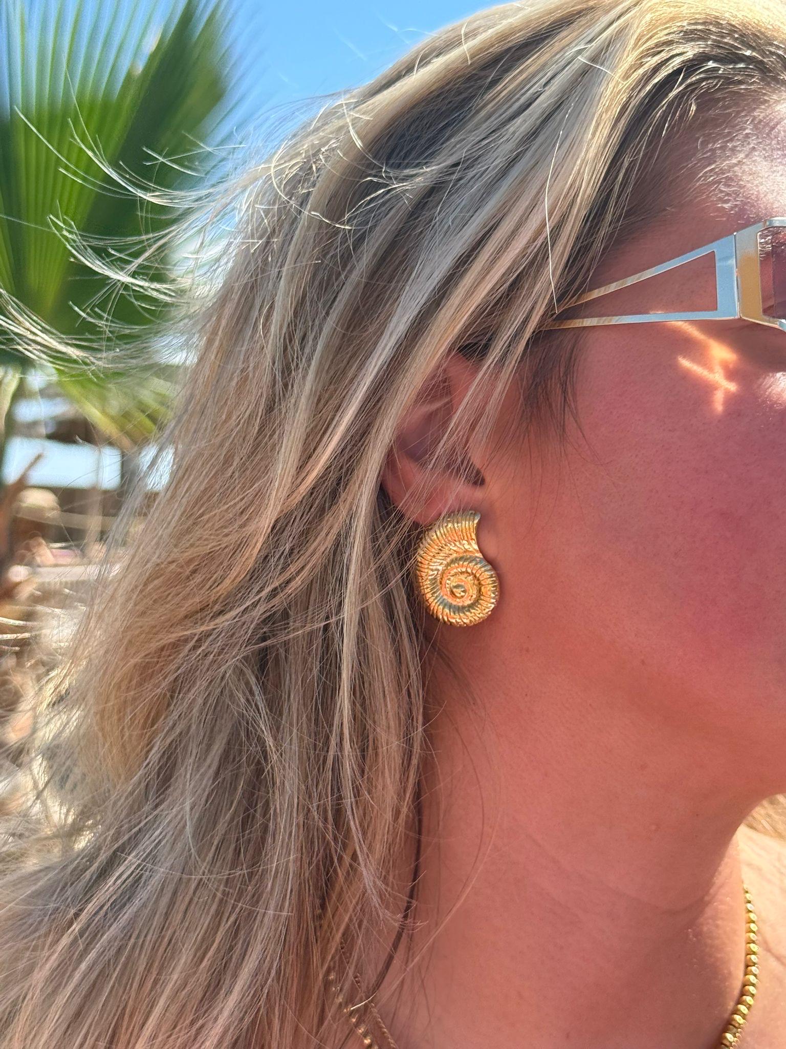 18k Gold Plated Shell Earrings, Waterproof Statement Earrings