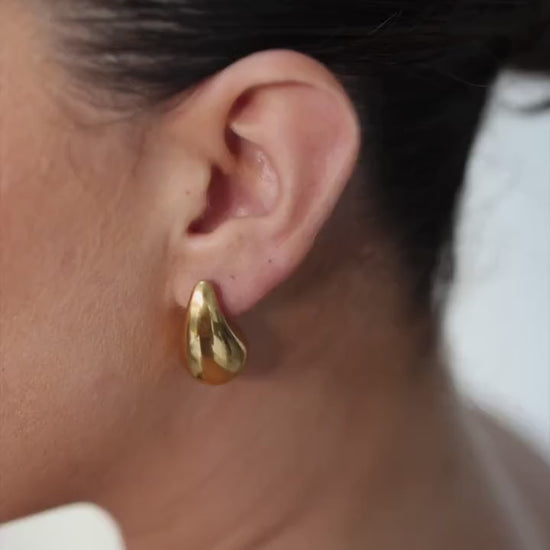 18K Gold Plated Teardrop Earrings, Waterproof Statement Jewelry