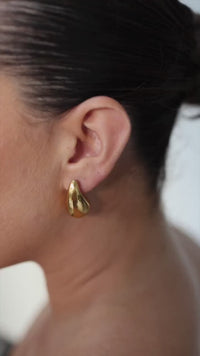 18K Gold Plated Teardrop Earrings, Waterproof Statement Jewelry