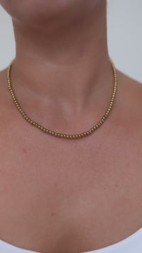 Gold Beaded Ball Necklace, 18K Gold Plated, Waterproof