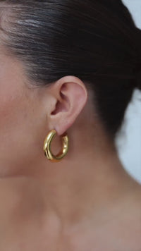 18K Gold Chunky Hoop Earrings, Waterproof Statement Jewelry