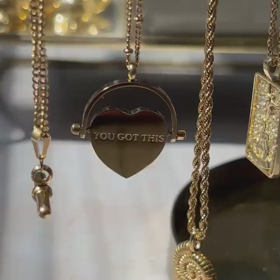 18k Gold Plated Affirmation Necklace | Heart Pendant, Waterproof Jewellery