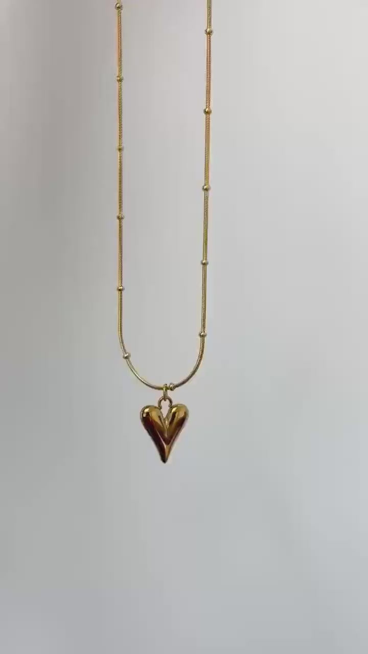 Dainty Gold Heart Necklace - 18k Gold Plated Stainless Steel